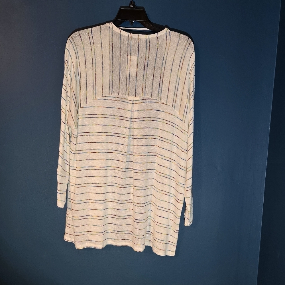 NWT Torrid Size 1x Cardigan, white with multicolored stripes - Picture 4 of 6